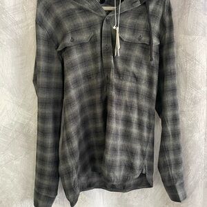 Vince Charcoal Plaid Button Down Shirt